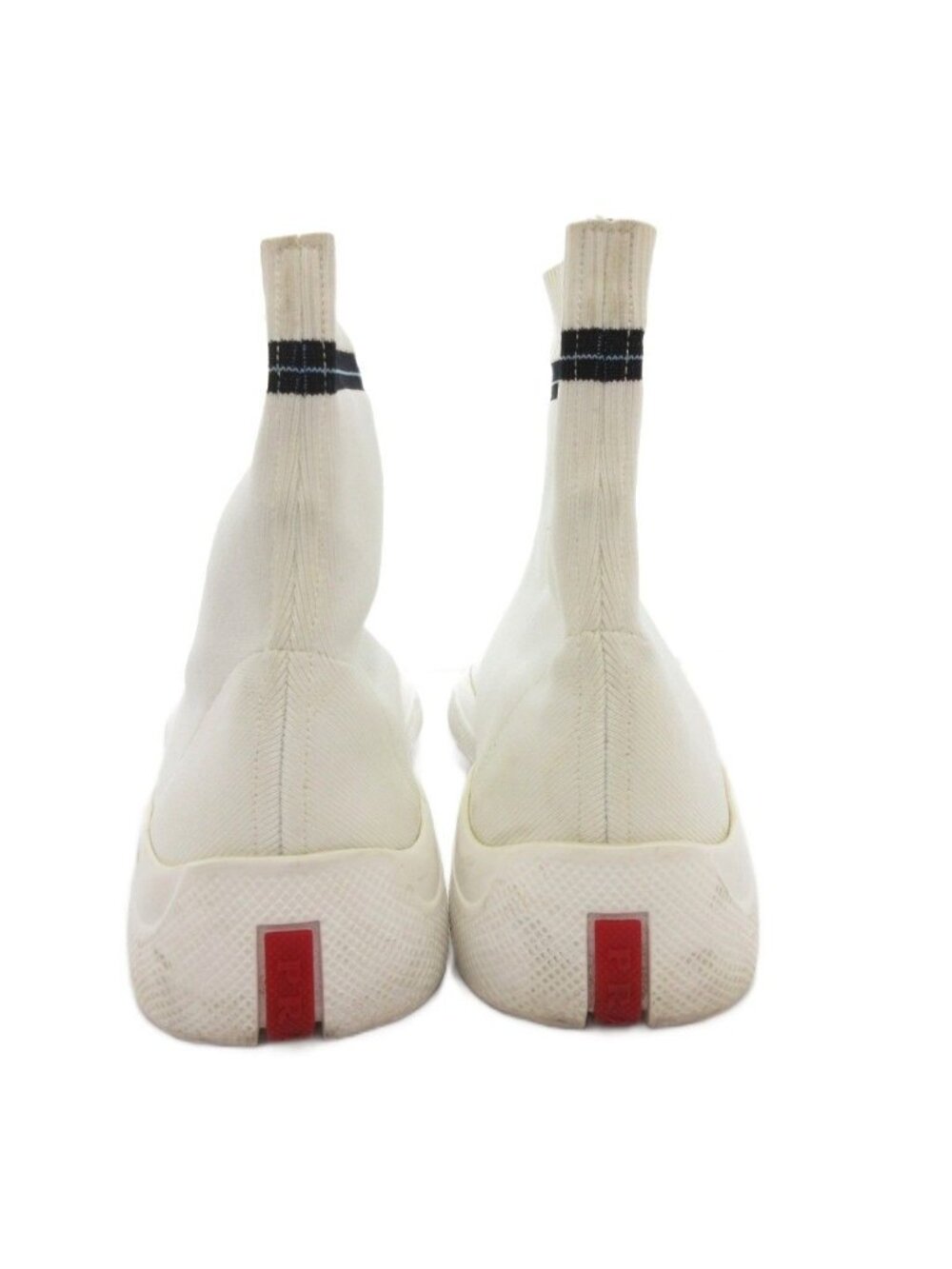 Prada Socks Sneakers Shoes High Cut Logo 36.5 White - Picture 5 of 9